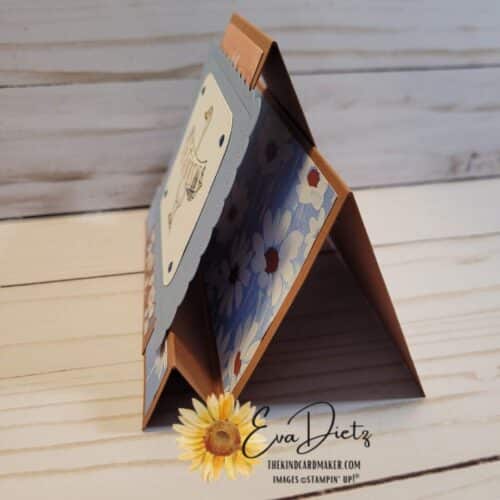 side view of double easel fun fold thank you card made by eva dietz
