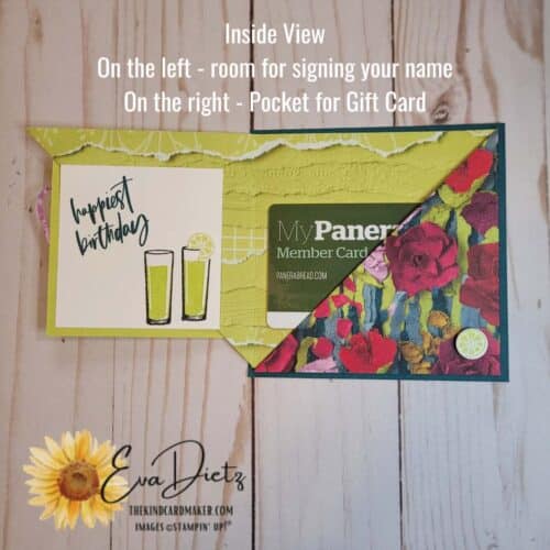 inside view of gift card hold done in bright colors