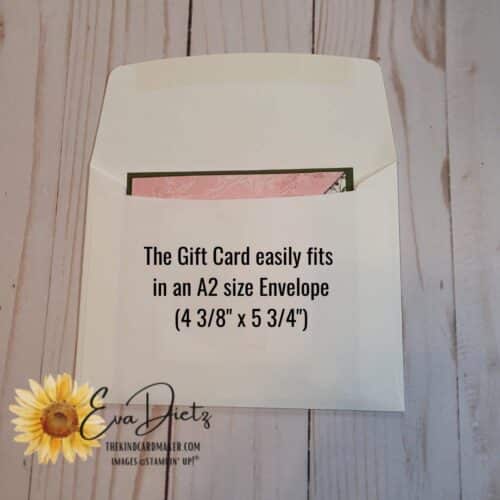 showing how the retirement gift card fits into an envelope