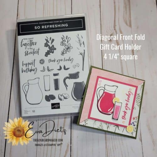 Stampin' Up! So Refreshing stamp set and project of a gift card holder as a retirement gift.