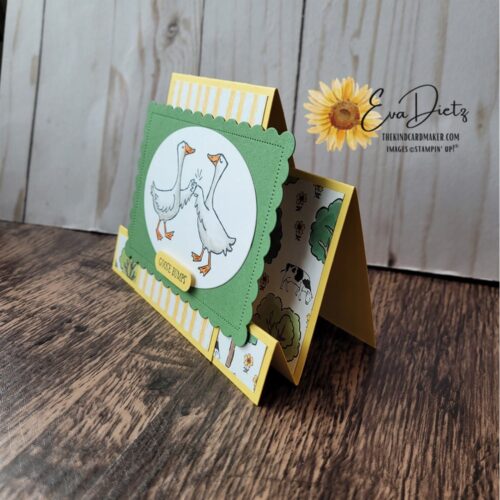 birthday card in double easel style with silly goose stamp set from stampin up