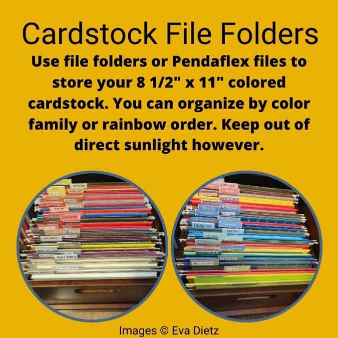 example of  how to store cardstock out of the sun in file folders