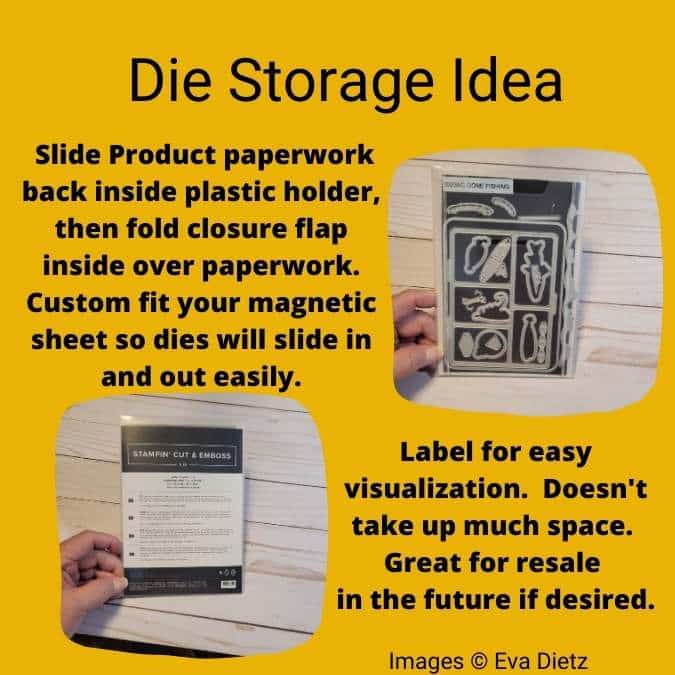 a suggestion for how to store your dies in their original packaging but still make them useful to use.