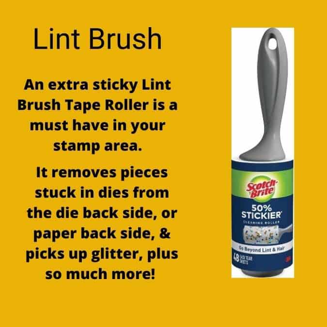 a sticky lint brush is a very useful tool in your craft space