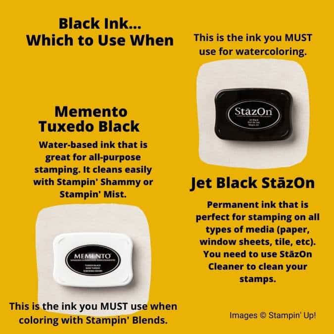 tips about the several kinds of black ink pads stampin' up sells.