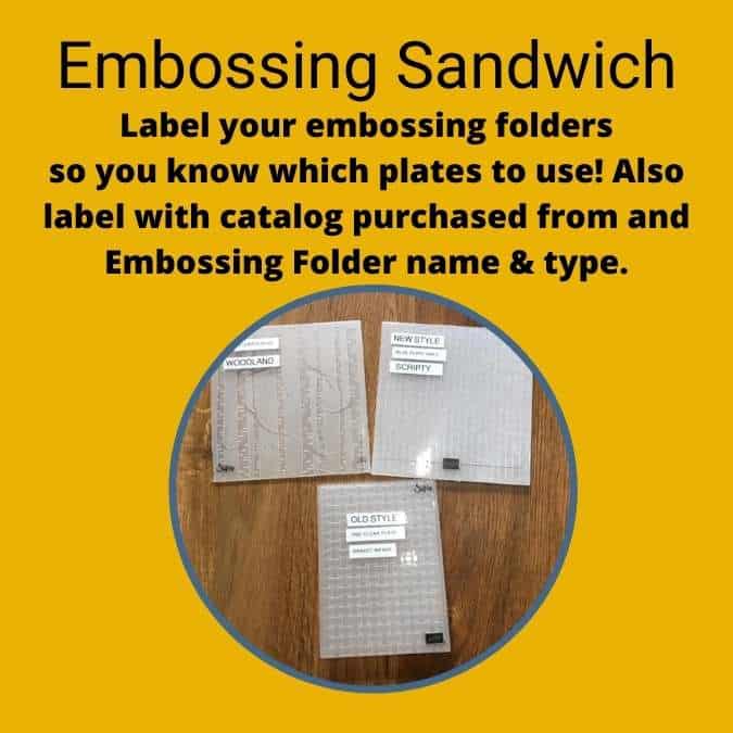 hints for labeling embossing folder for die cut machine sandwiches depending on folder type