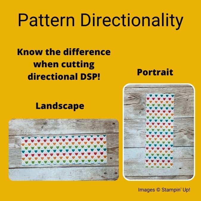 a reminder on paying attention to the direction of patterns on designer paper