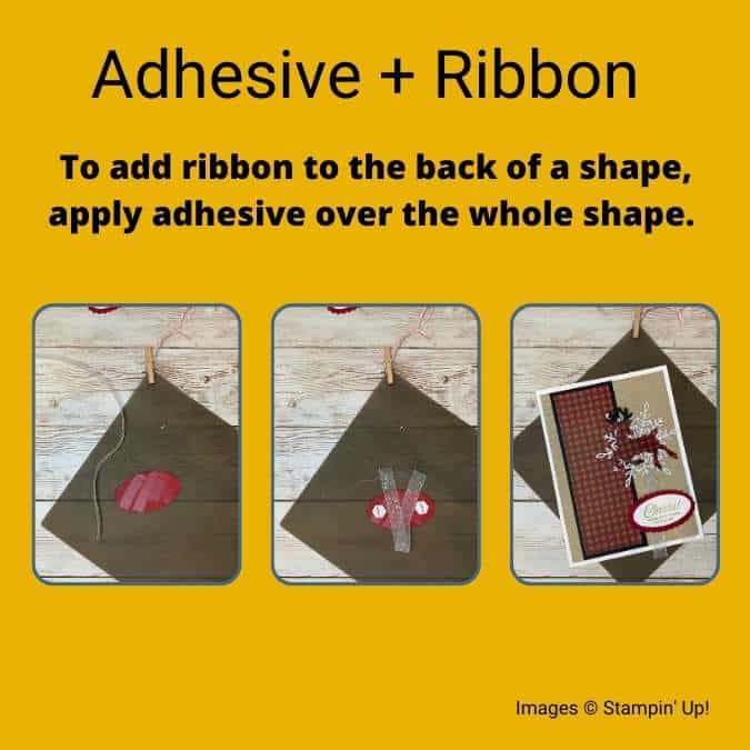 tip about using adhesive on the back of a tag before applying ribbon to it.