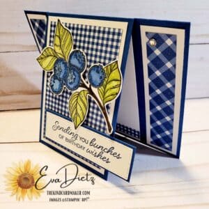 Blueberry Bushel Stamp Set creates a monochromatic Birthday Card that is good enough to eat!
