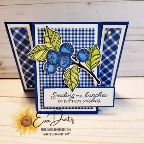 This Blueberry Birthday Card With Unique Center Easel Fun Fold Brings Summer Memories