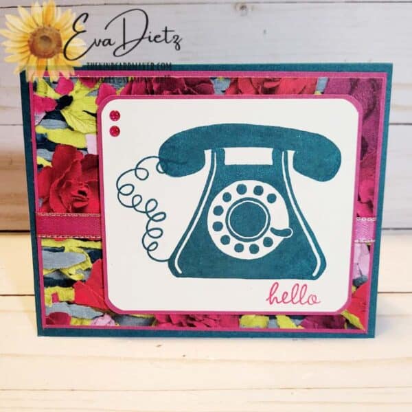 Combining Stampin' Up!s Let's Chat stamp set with the Masterfully Made Designer Series Paper creates one bright card!