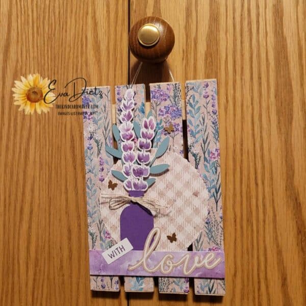 An alternate small home decor item made with parts from the January 2023 Paper Pumpkin kit and the Perennial Lavender Suite by Eva Dietz, The Kind Card Maker.