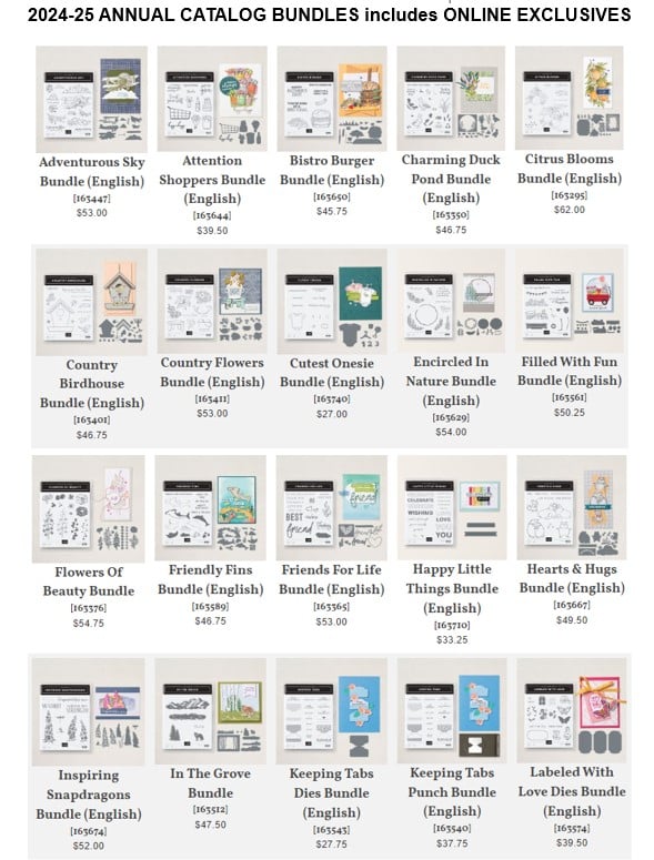 page showing the Bundles available in the 2024 Stampin' Up! Annual Catalog