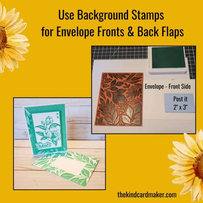 Image of how to use your background stamps on an envelope front.
