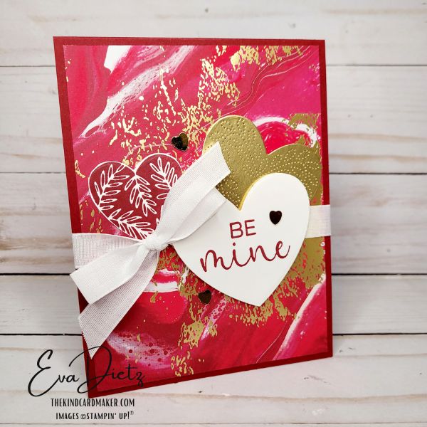 Close up view of Hearts of Elegance Valentines Card made by Eva Dietz, Independent Stampin' Up! Demonstrator, January 2025