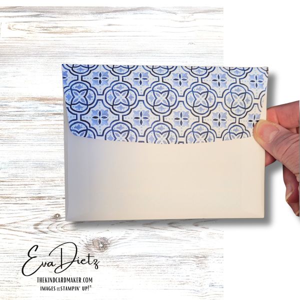 Showing the Curtain Call Card will fit in an envelope for mailing.