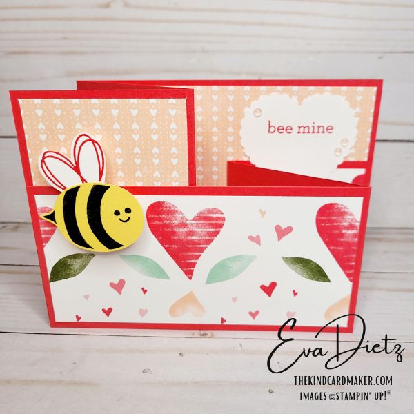 Bee Wobbler Z Fold Valentine's Card, designed by Eva Dietz, Independent Stampin' Up! Demonstrator