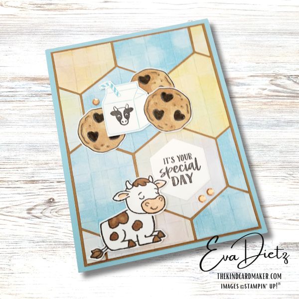 Cutest Cow and Perfect Pairs Faux Quilted Hexagon Card is an original design by Eva Dietz, Independent Stampin' Up! Demonstrator
