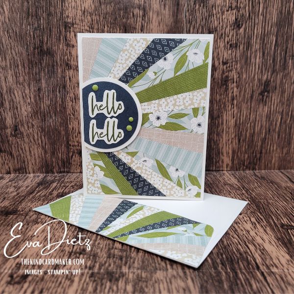 Scrappy Sunburst Card with Fussy Cut Sentiment