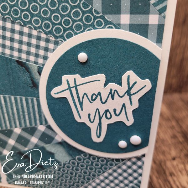 Close up of handmade sunburst card showing layered sentiment and dimension