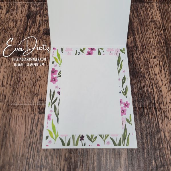 Cardmaking project showing custom layered sentiment label made without additional dies and inside card view