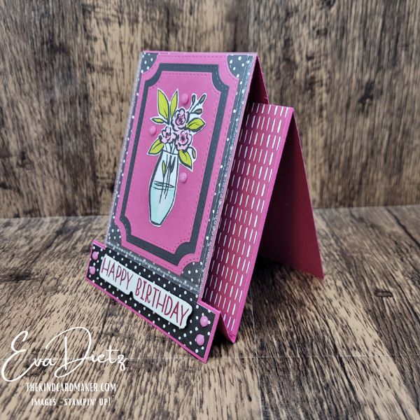 side view of standing easel card structure with layered panels