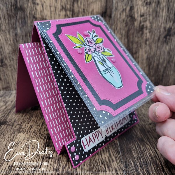 flip flap pocket detail showing hidden gift card holder on handmade card