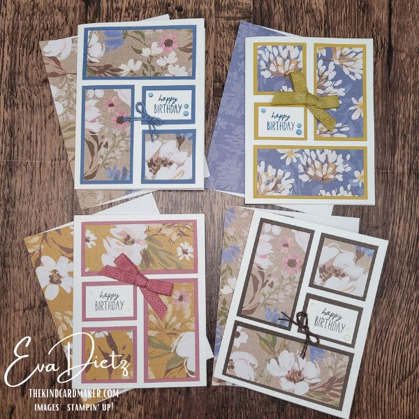 Paper Piecing Layered Card Set handmade cards using Stampin' Up! Designer Series Paper