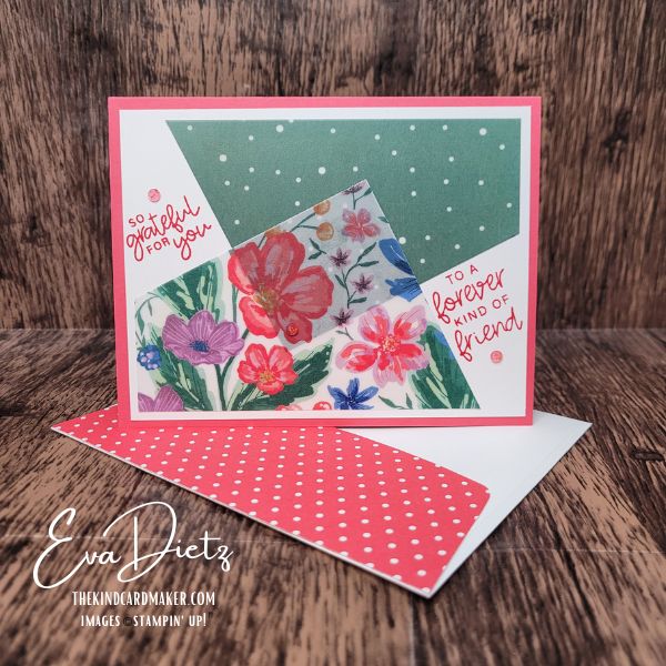 Handmade floral vellum cards featuring green patterned backgrounds and layered vellum angles.