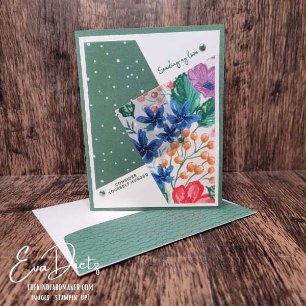 Handmade floral vellum cards featuring green patterned backgrounds and layered vellum angles.