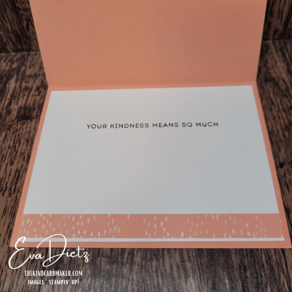 Inside view of Crisp Cantaloupe Thank You card with coordinating designer paper border and stamped sentiment.