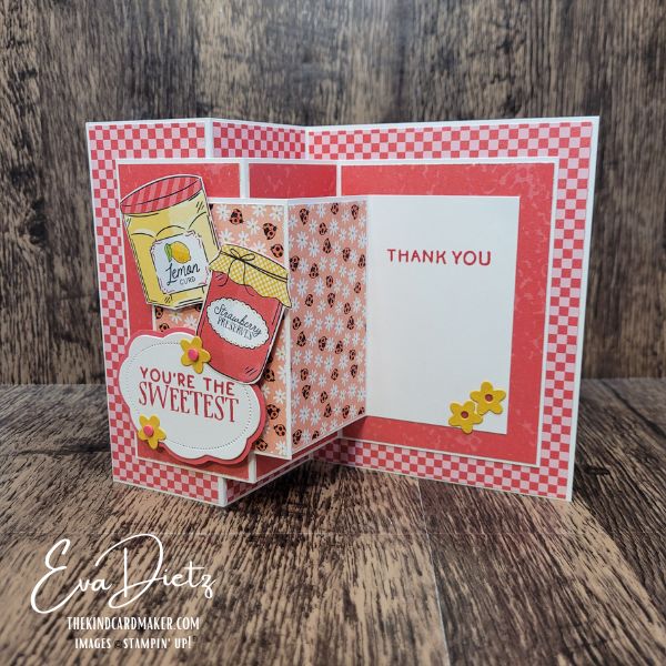 Triple Z Fold Card opened to reveal three connected Z fold sections and hidden thank you message panel.