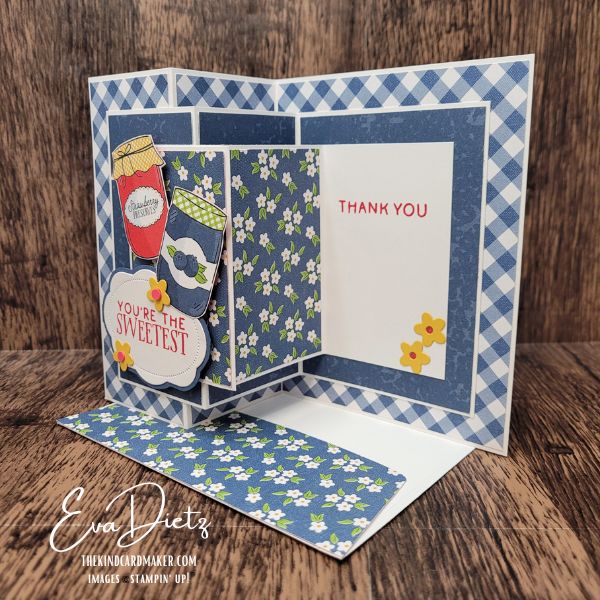 Triple Z Fold Card opened to reveal three connected Z fold sections and hidden thank you message panel.